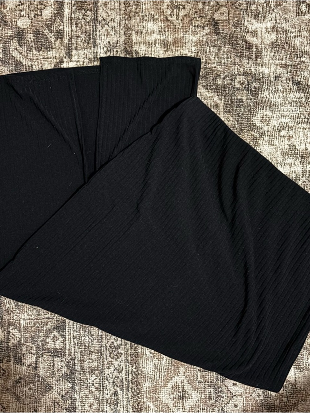 Boohoo Black Ribbed Midi Pencil Skirt